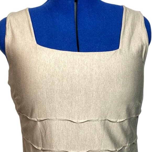 Akris Beige Stretch Silk-Cotton Blend Sleeveless Top With Textured Front Design - Picture 7 of 7